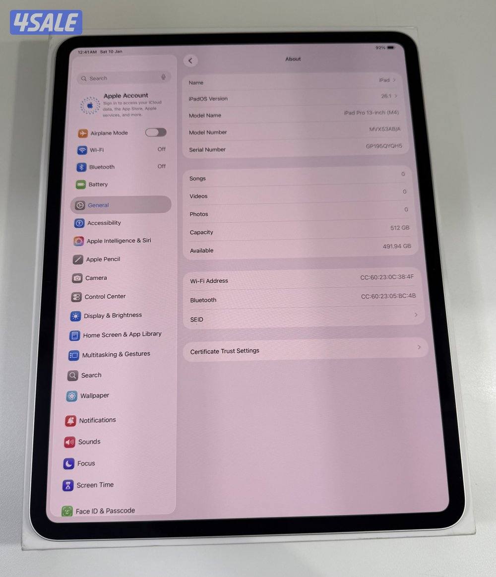 Apple iPad Pro 13”M4 512GB Wifi Silver Used!7