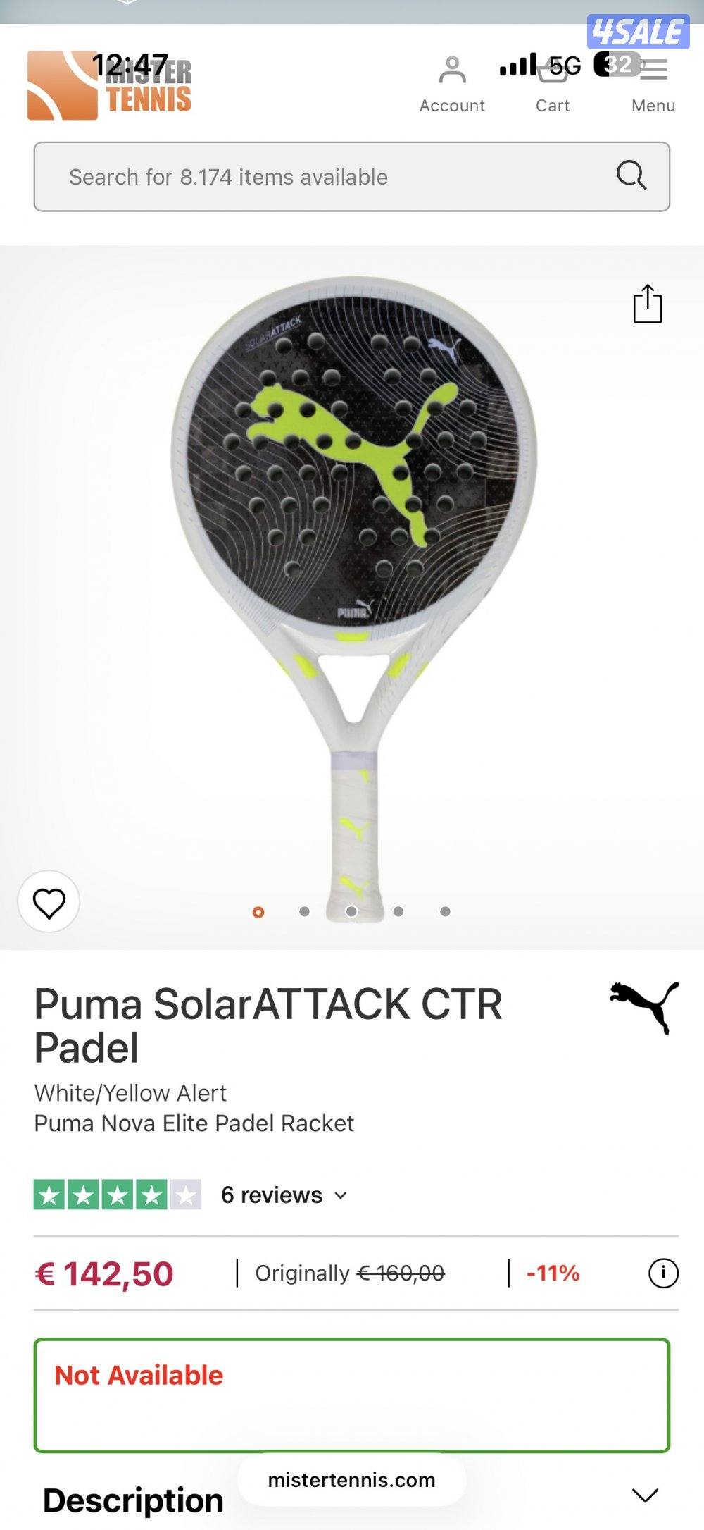 Padel racket puma solar attack2