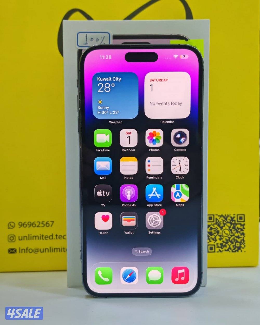 ايفون 14 برو ماكس بنفسجي iPhone 14 Pro Max 256GB Purple Battery 100%6
