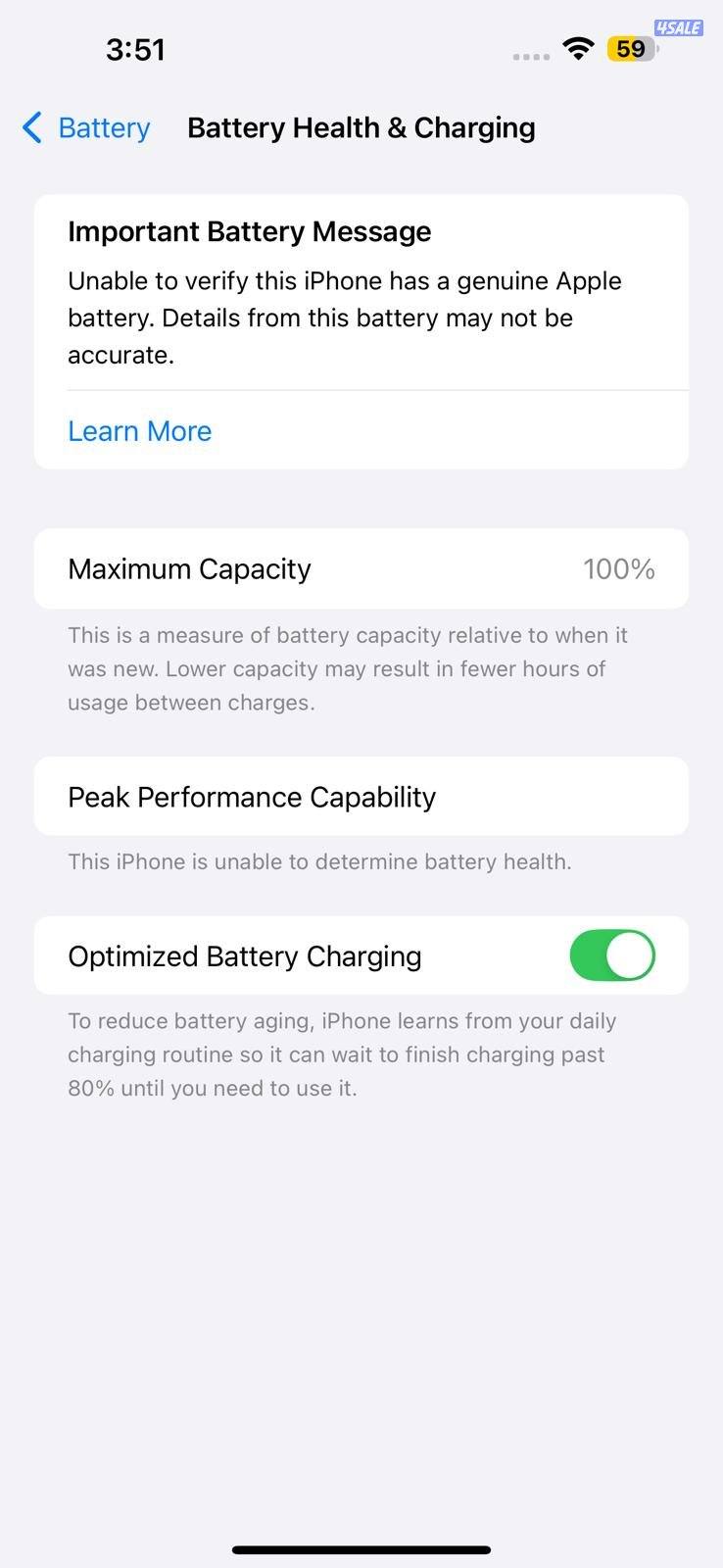 ايفون 14 برو ماكس بنفسجي iPhone 14 Pro Max 256GB Purple Battery 100%10