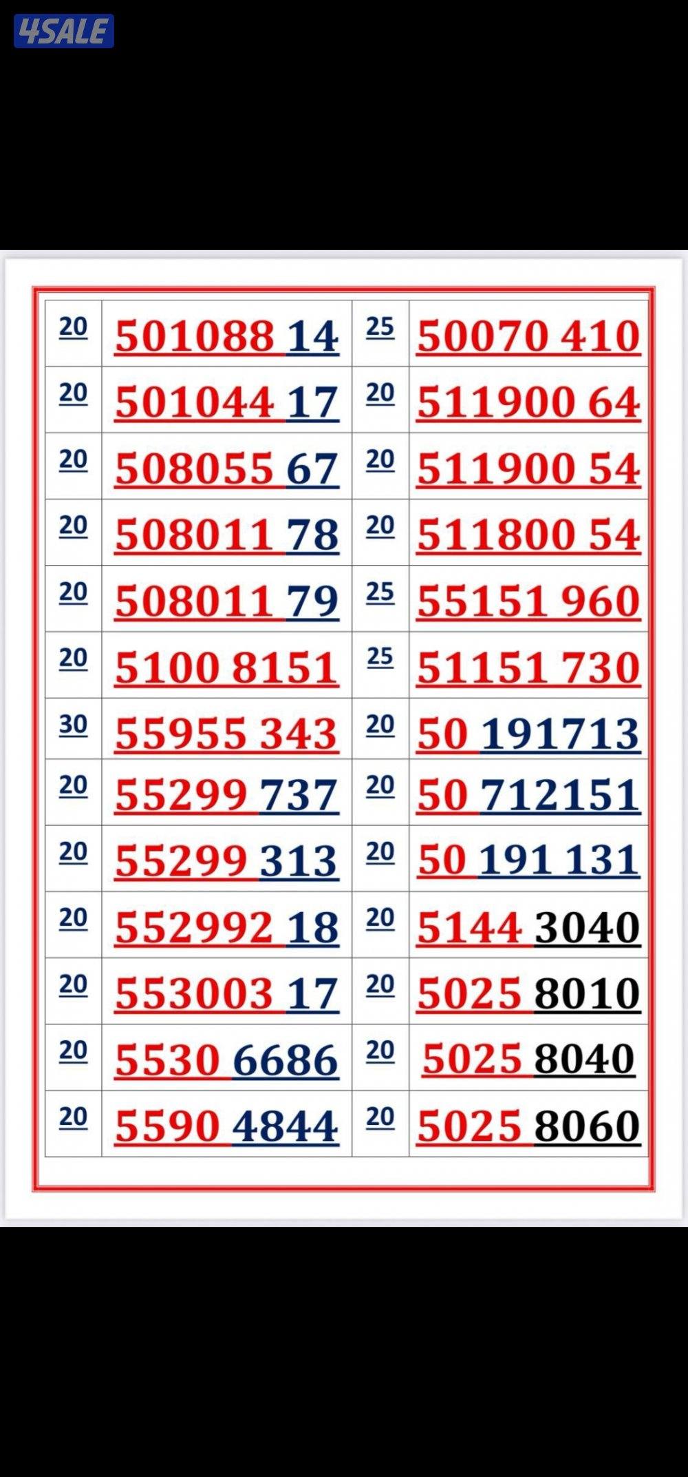 ارقام مميزه اوريدو stc7