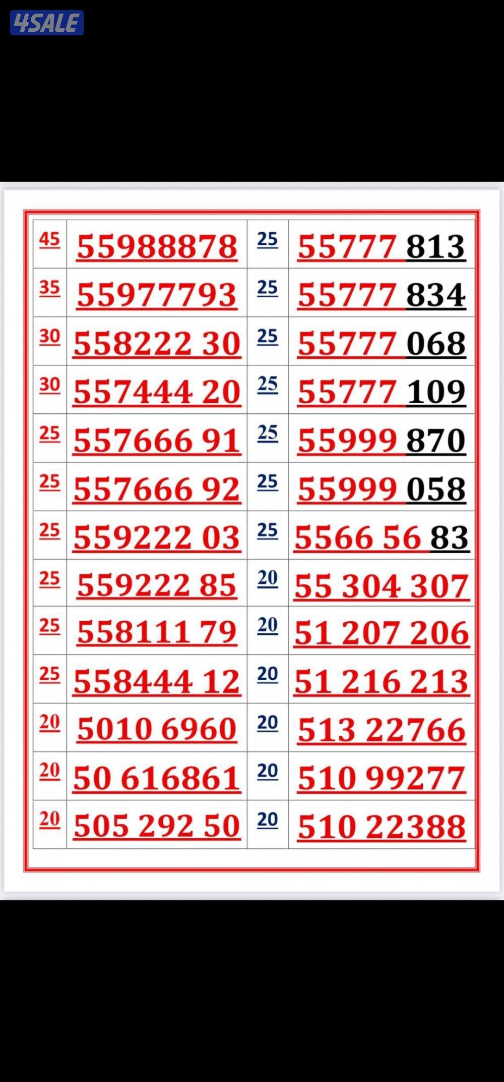 ارقام مميزه اوريدو stc8