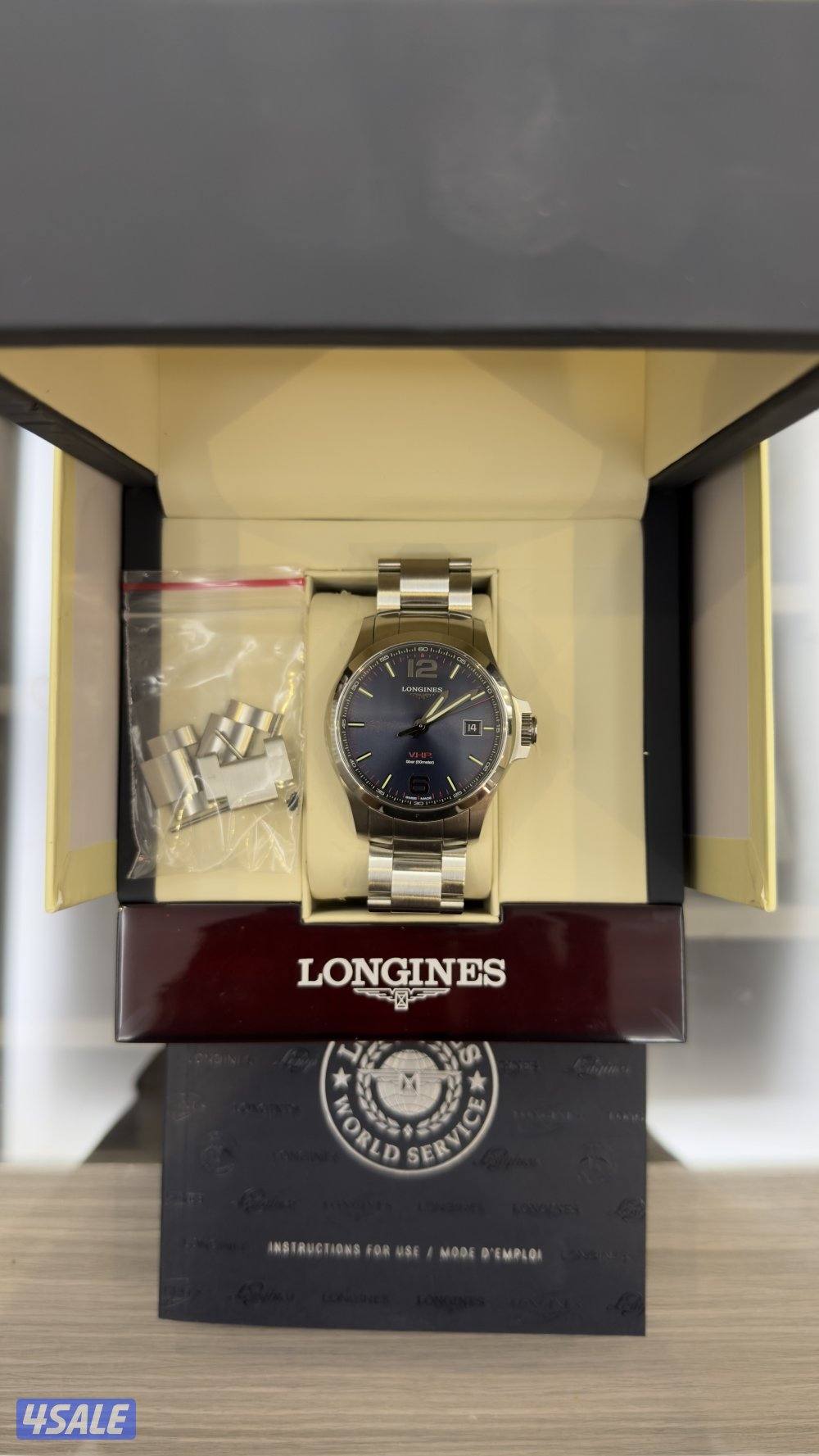 ساعة لونجين Conquest V.H.P. 43 مم ازرق مع العلبة والفاتورة1