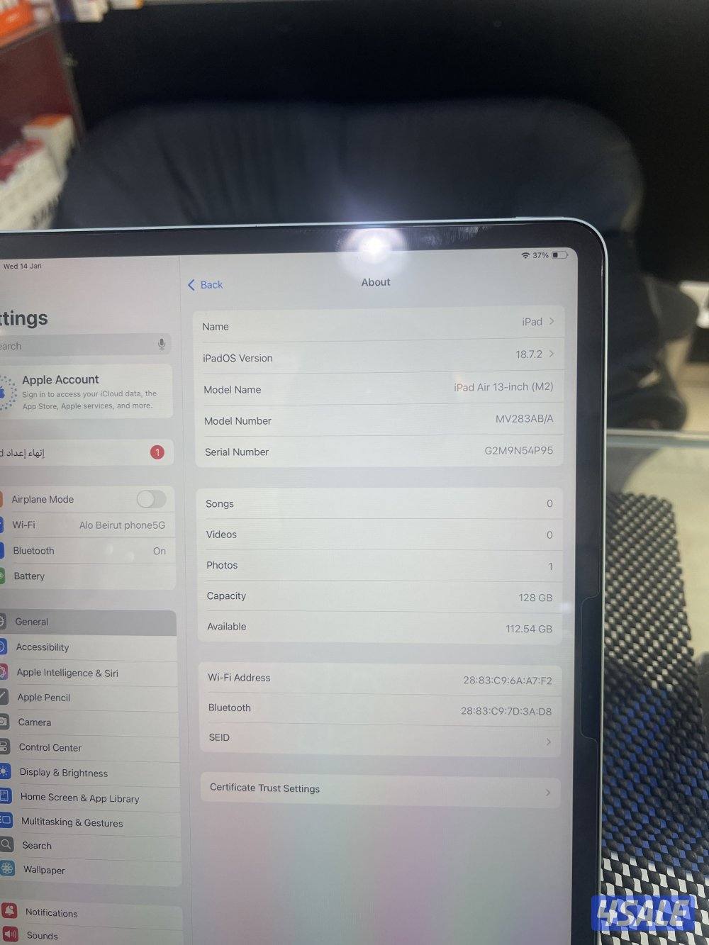 ايبادm2  شاحن 6 مرات فقط2