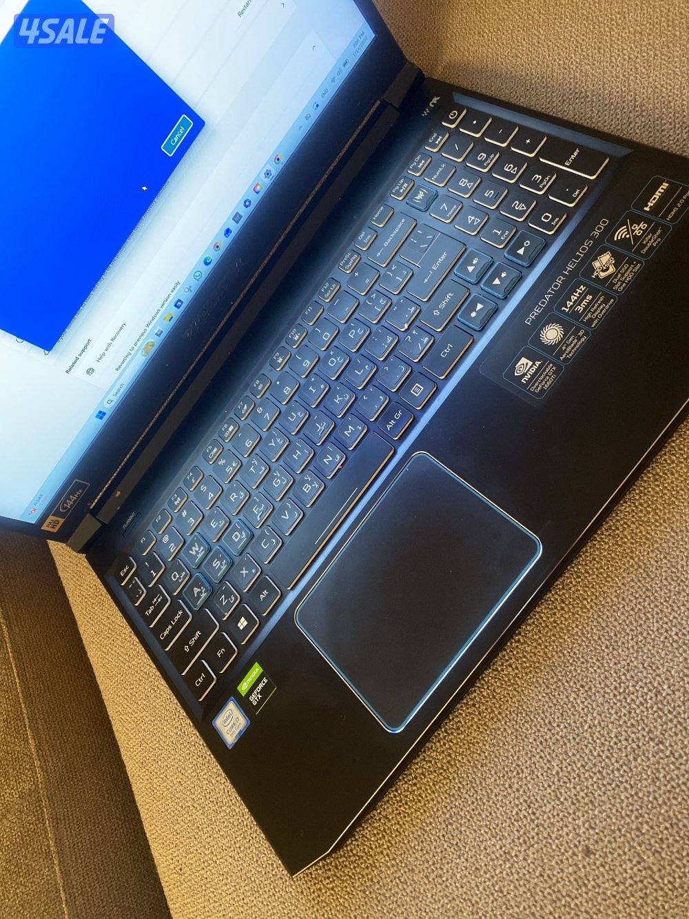 لابتوبGaming Laptop predator helios 300 core i7, nvidia,3