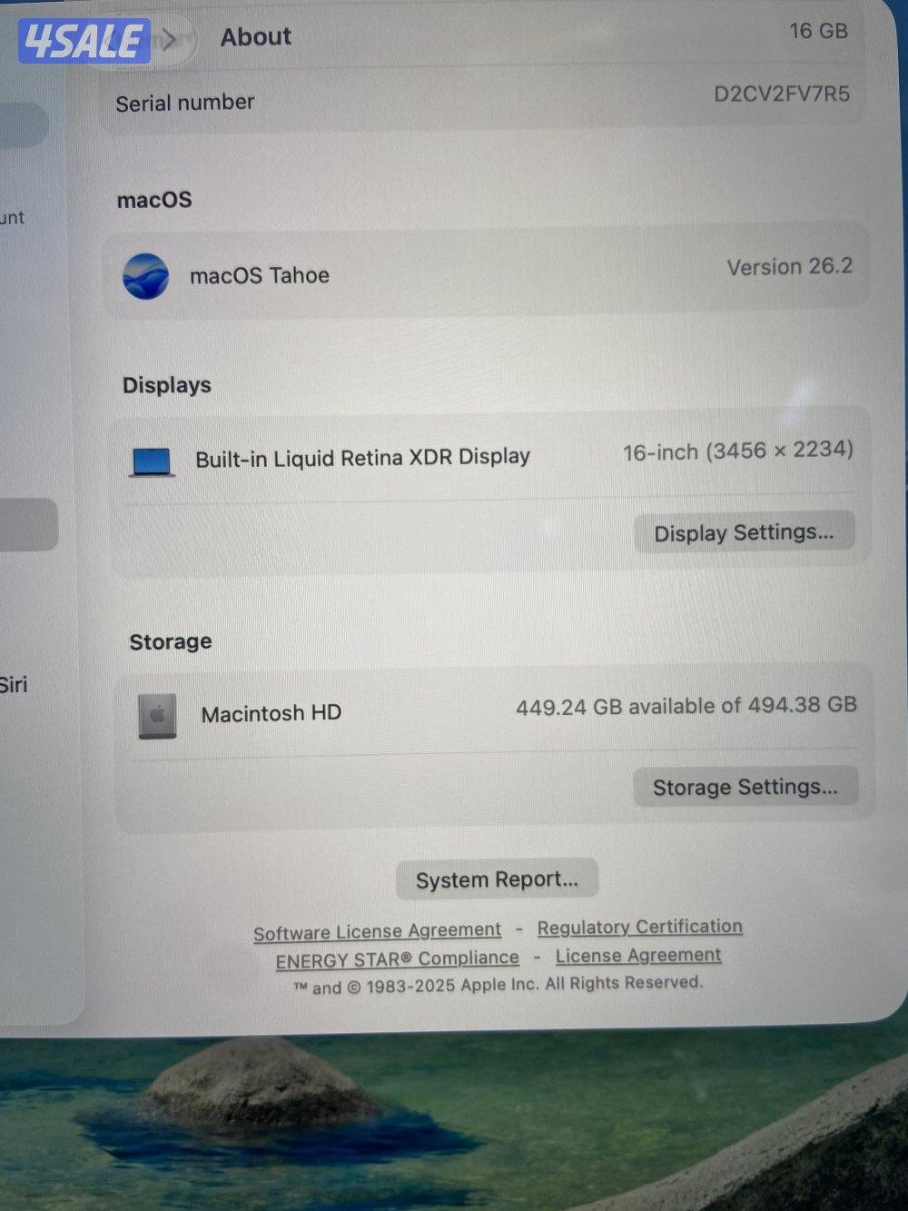 MAC BOOKPRO M2 PRO -16 INCH -RAM 16 GB -512 SSD-scratch less -11 cycle0