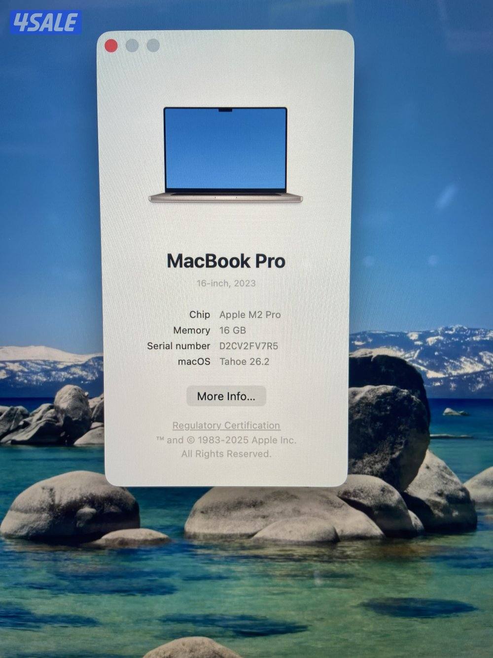 MAC BOOKPRO M2 PRO -16 INCH -RAM 16 GB -512 SSD-scratch less -11 cycle4
