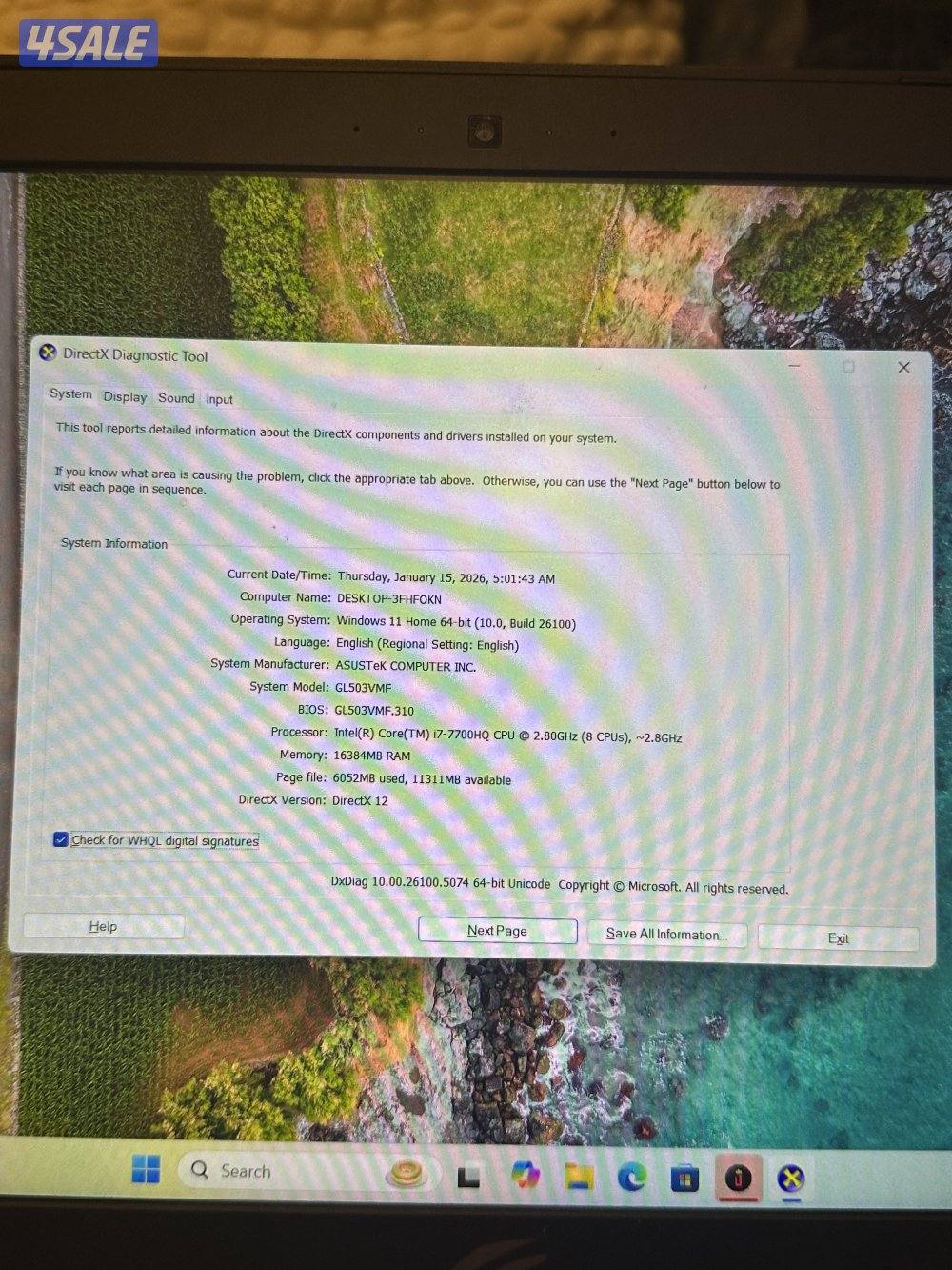 للبيع لابتوب العاب ( قيمنق ) Asus مواصفات ممتازه بسعر جيد.2