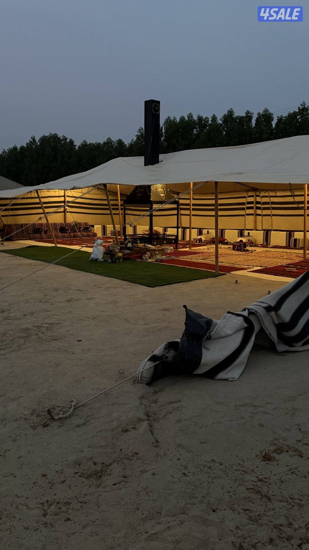 للبيع بيت شعر5 عمدان أبيض مع مدخن وفرش كامل وطربال6