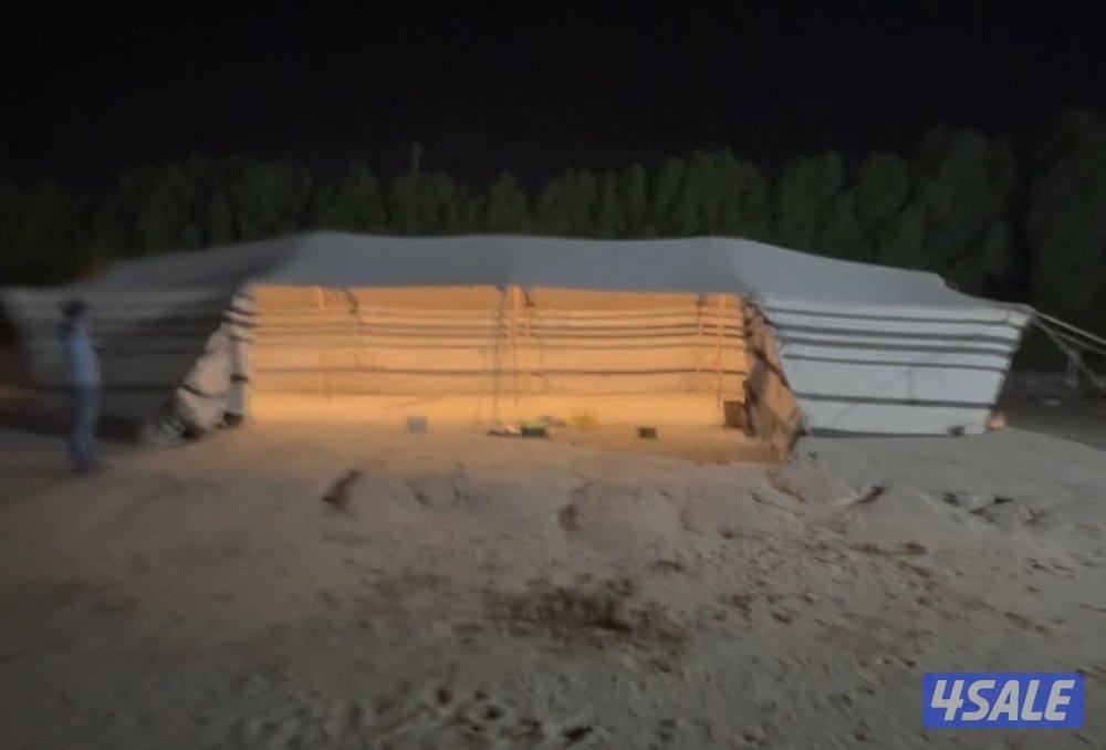 للبيع بيت شعر5 عمدان أبيض مع مدخن وفرش كامل وطربال7