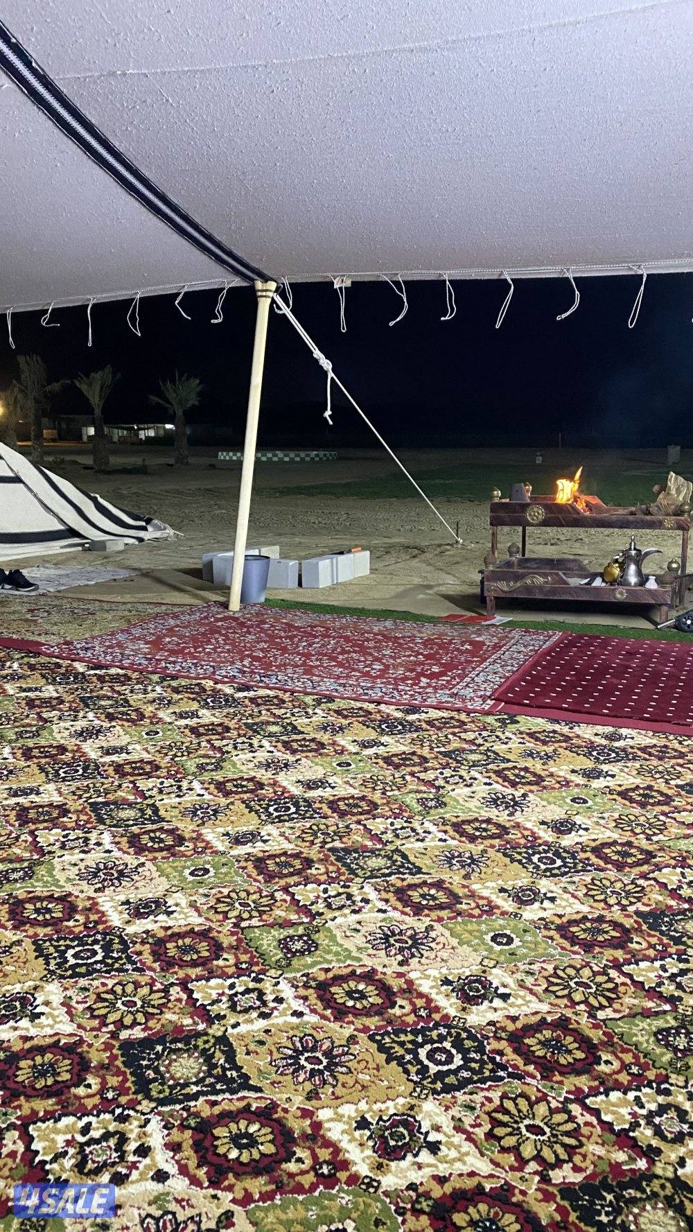 للبيع بيت شعر5 عمدان أبيض مع مدخن وفرش كامل وطربال8