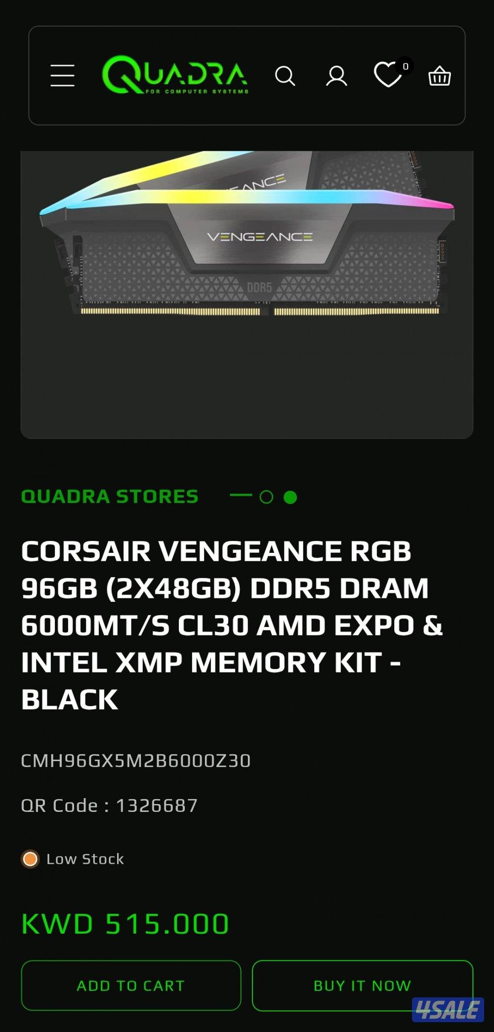 للبيع رامات فينجنس ٩٦ قيقا قوة 6000mhz DDR52