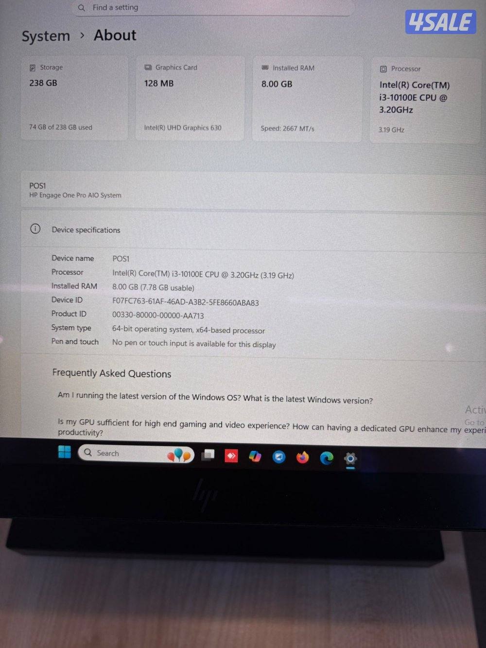 كمبيوتر نقطة بيع POS HP engage one pro AIO6