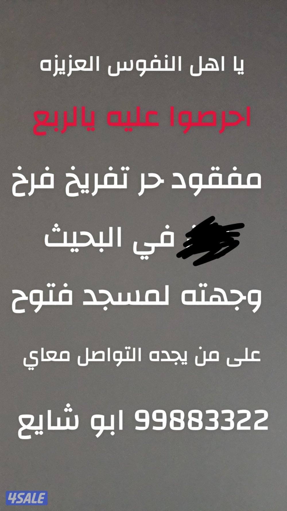 مفقود حر تفريخ0