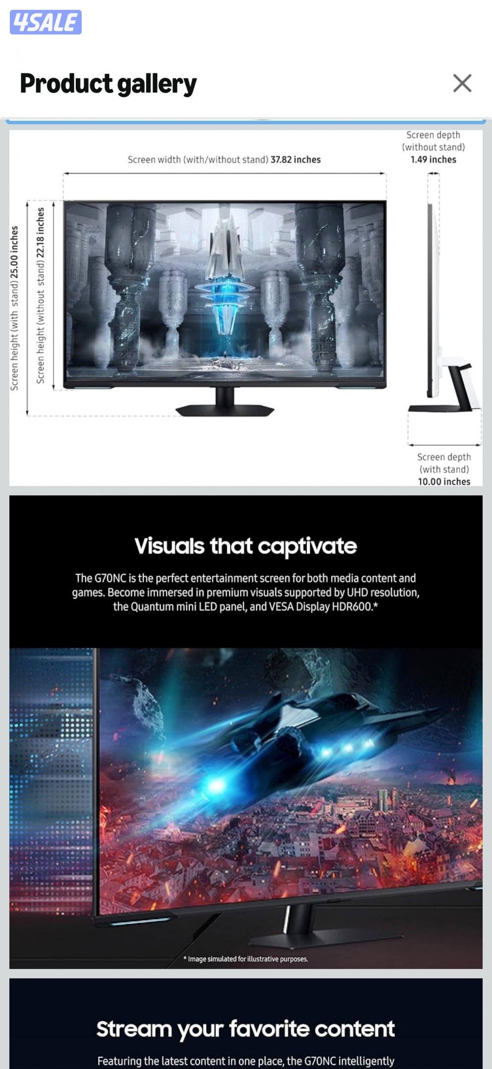 شاشة العاب سامسونج أوديسي 43 بوصه نيوكلد 144 هرتز9