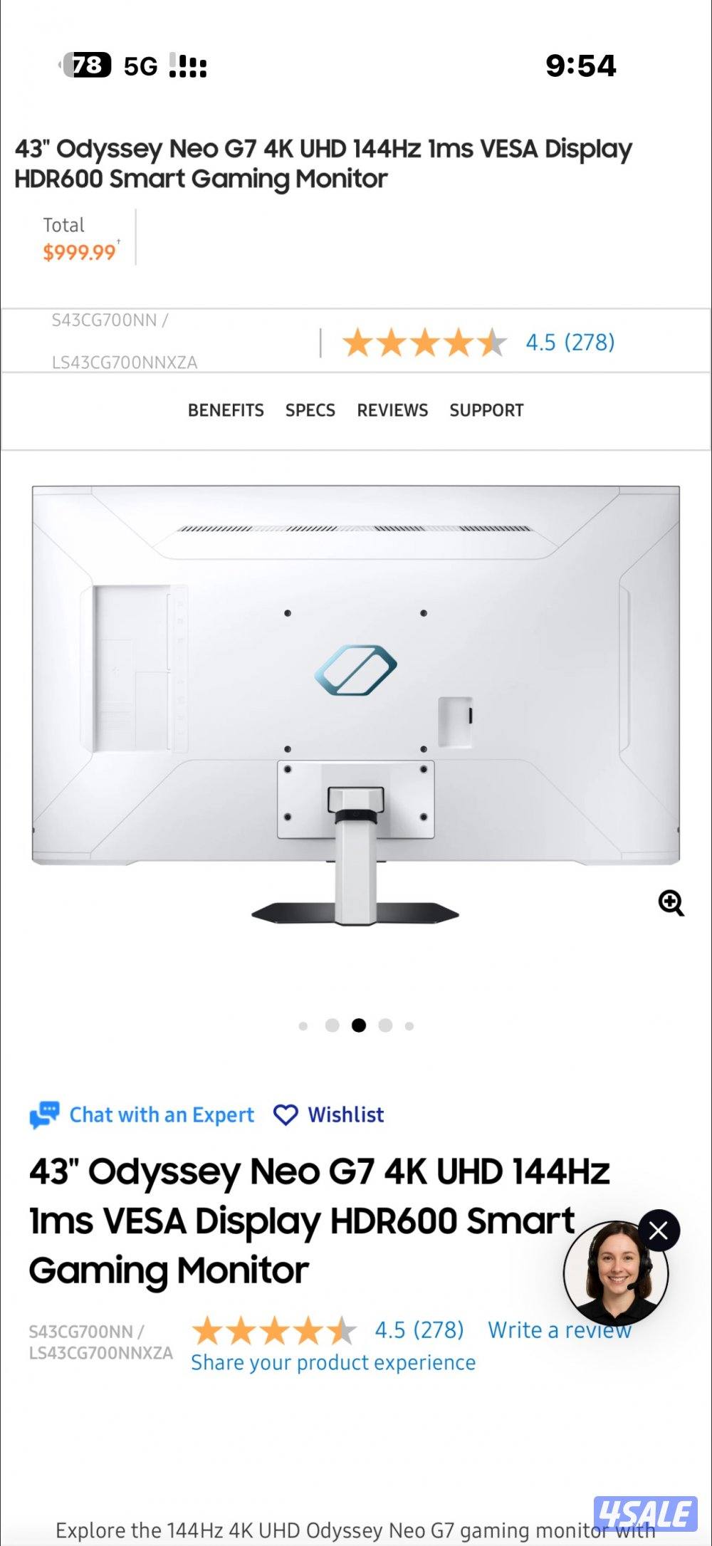 شاشة العاب سامسونج أوديسي 43 بوصه نيوكلد 144 هرتز11