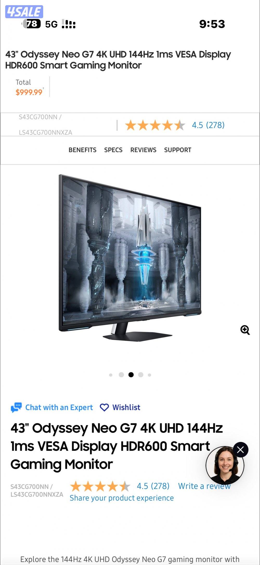 شاشة العاب سامسونج أوديسي 43 بوصه نيوكلد 144 هرتز13