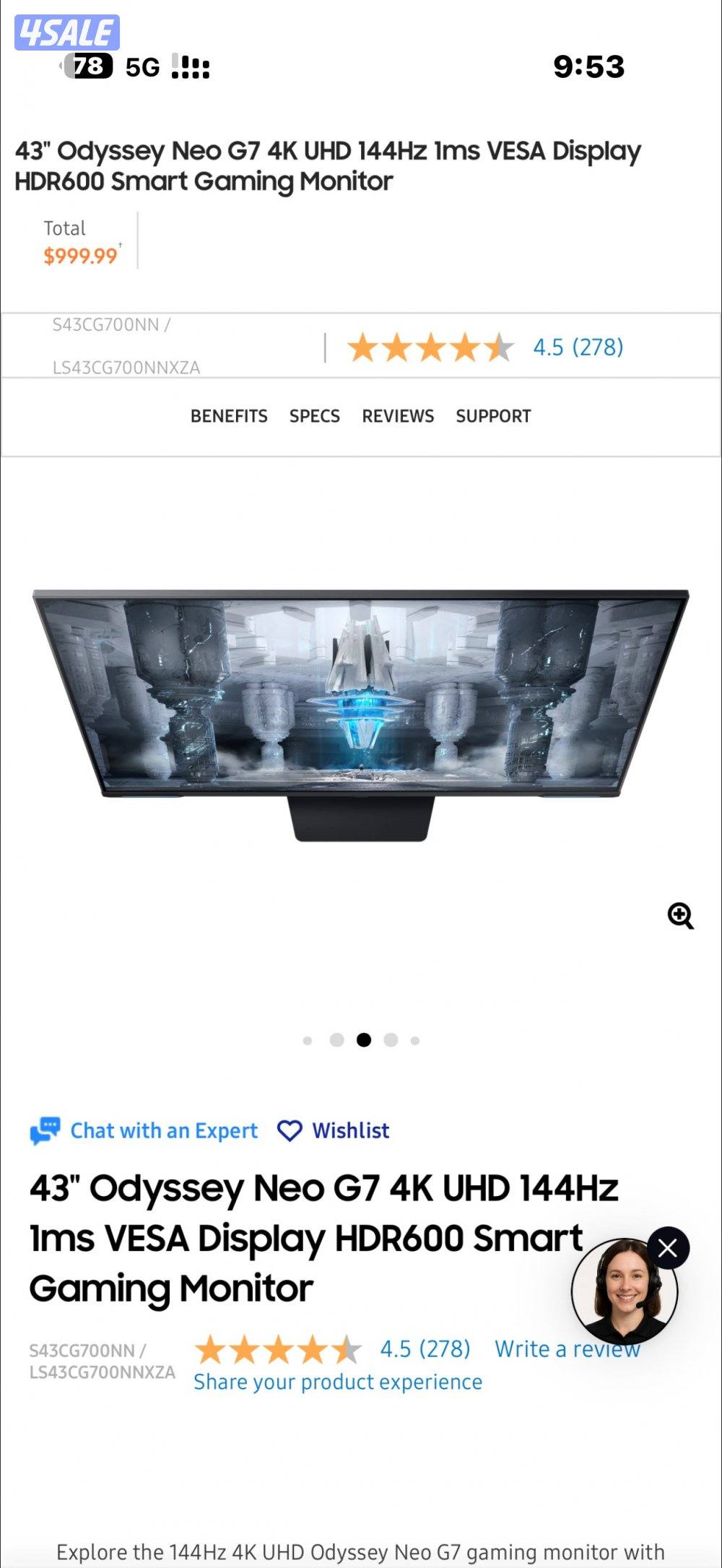 شاشة العاب سامسونج أوديسي 43 بوصه نيوكلد 144 هرتز14