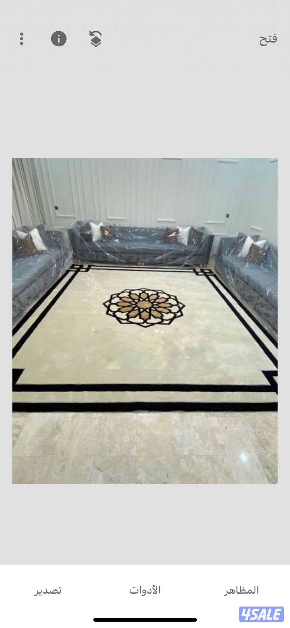 سجاد مساعد بغلي وسعودي نقشات حفر يدوي حسب الطلب باركيه بلاستيك ثيل صن12