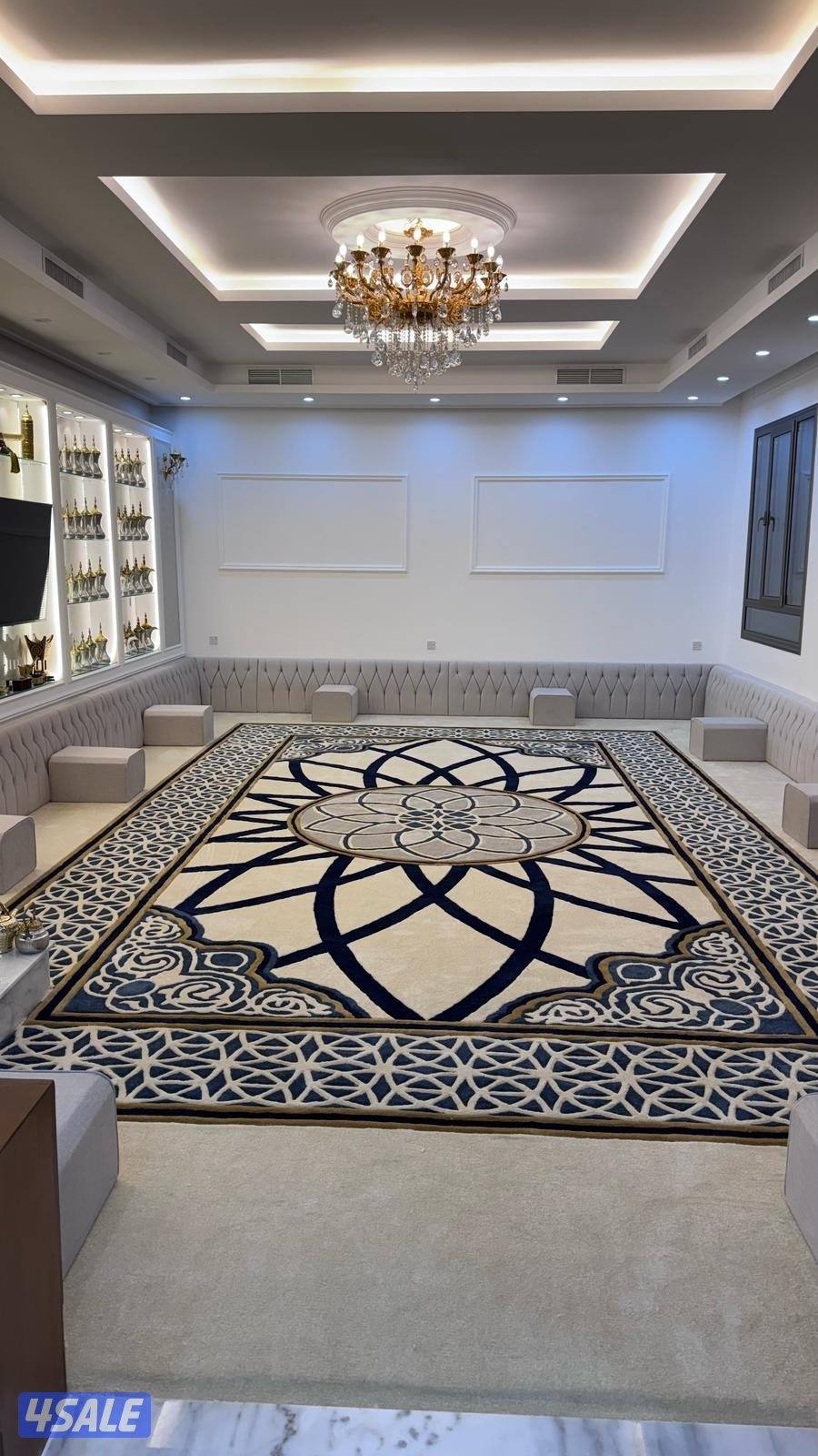 للبيع سجاد تركي سادة ومشجر مساندة وحفر يدوي وستائر10