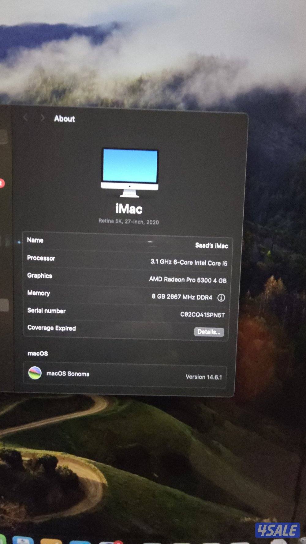 ايماك (imac) ٢٧ انش موديل ٢٠٢٠ مع كيبورد و ماوس2