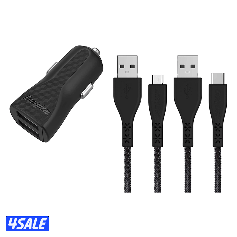 شاحن سيارة إنرجايزر - ميكرو يو إس بي / يو إس بي سي / أسود0