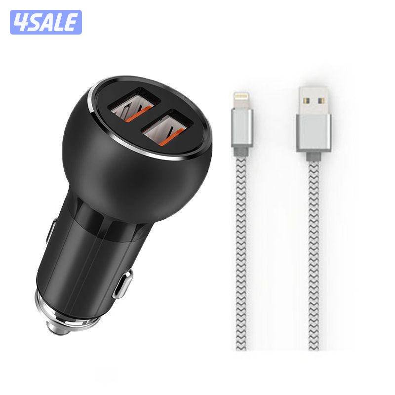 Ldnio Lamp Ring Coil شاحن السيارة الذكي - USB QC3.0 / 36W / Lightning / Gray0
