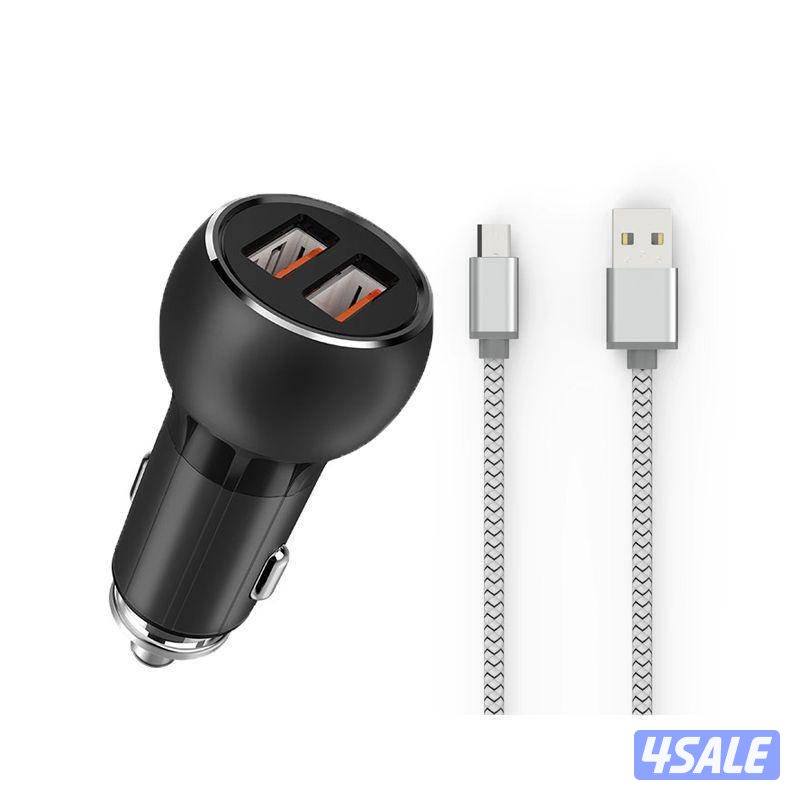 Ldnio Lamp Ring Coil شاحن سيارة ذكي - USB QC3.0 / 36W / Micro USB / رمادي0