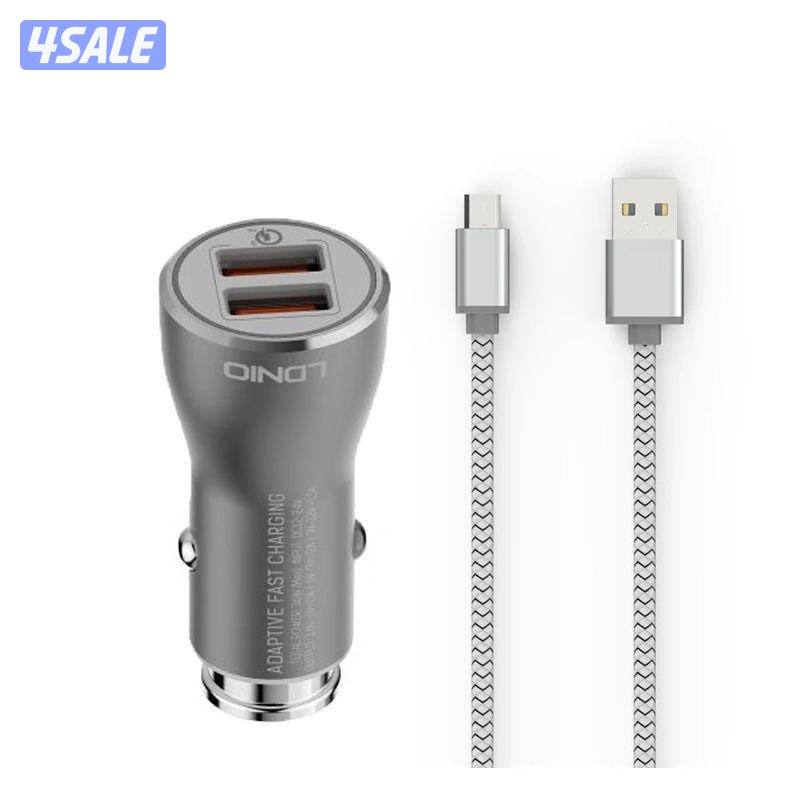 شاحن سيارة Ldnio قوي - USB QC3.0 / 36W / Micro USB / رمادي0