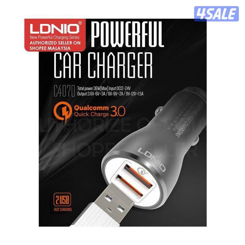 شاحن سيارة Ldnio قوي - USB QC3.0 / 36W / Micro USB / رمادي2