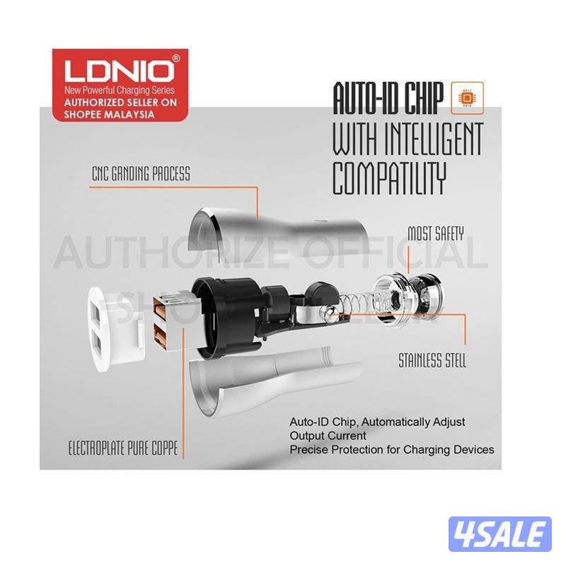 شاحن سيارة Ldnio قوي - USB QC3.0 / 36W / Micro USB / رمادي4