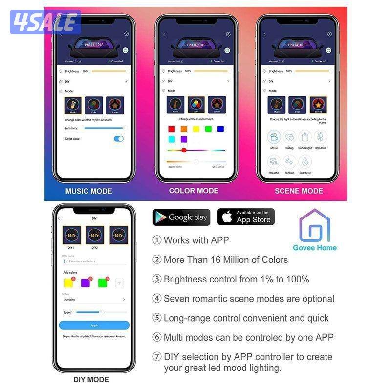 شريط إضاءة LED للسيارة داخلي - LED / متعدد الألوان DIY1