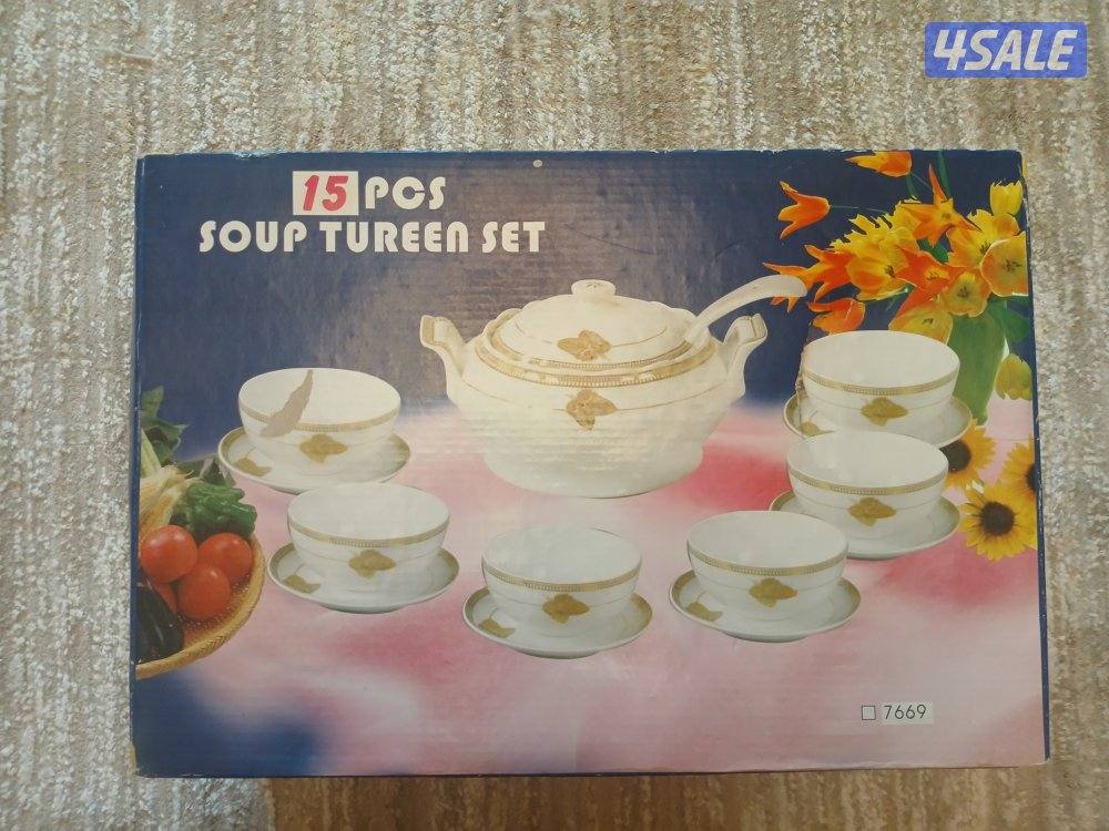 طقم اواني للشوربة جديد غير مستعمل 15 قطعة0
