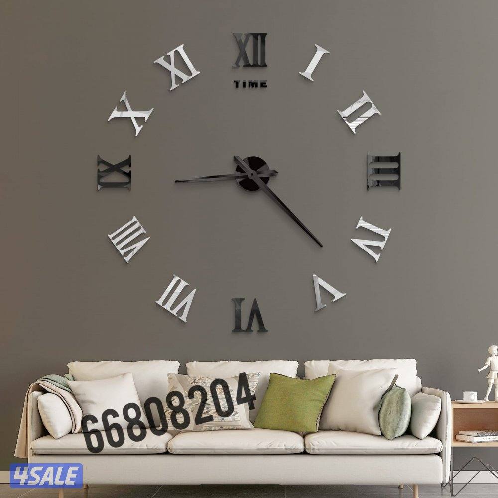 ساعات حائط ثري دي ميكس الوان متوفره باللون الاسود+الفضي والاسود+ذهبي0