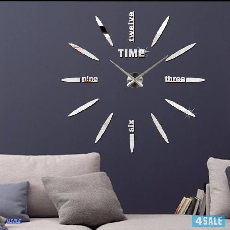 ساعات حائط ثري دي ميكس الوان متوفره باللون الاسود+الفضي والاسود+ذهبي6