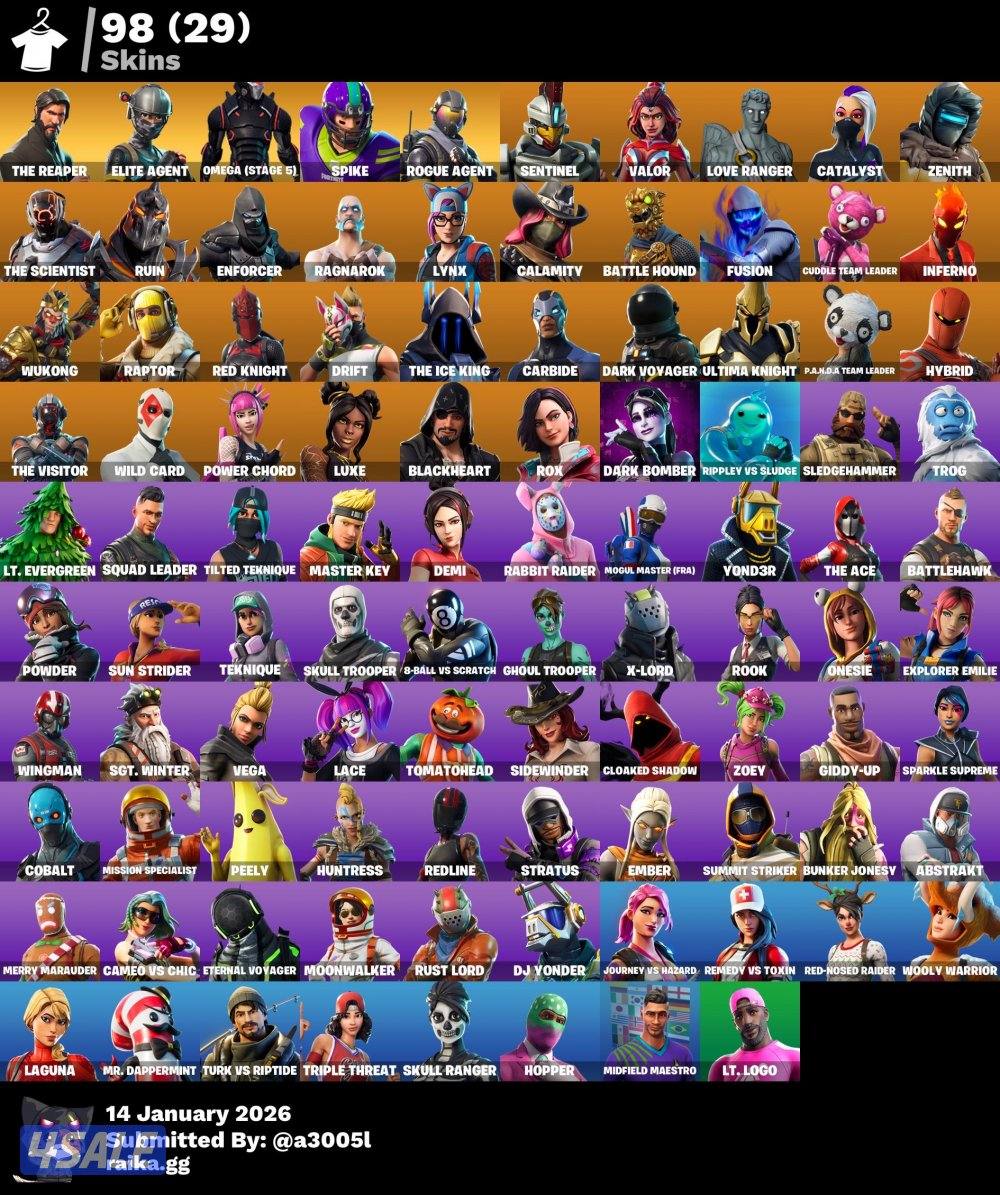 حساب فورتنايت سيزون ٣ كامل فيه فوق ال ٢٠٠٠ فيبوكس وفيه سكنين نادرين3