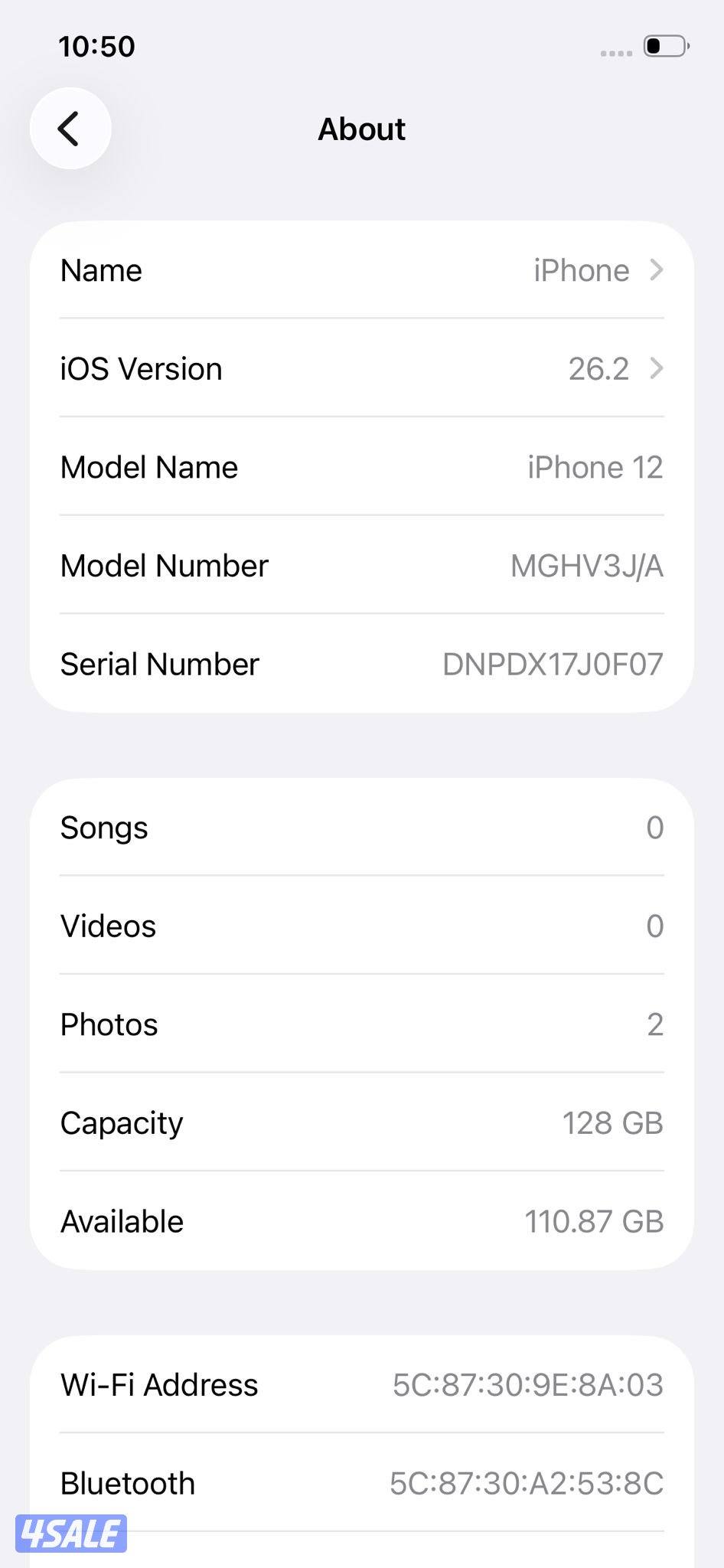 ايفون 12 128GB أبيض مستعمل كالجديد  iPhone 12 128GB White8