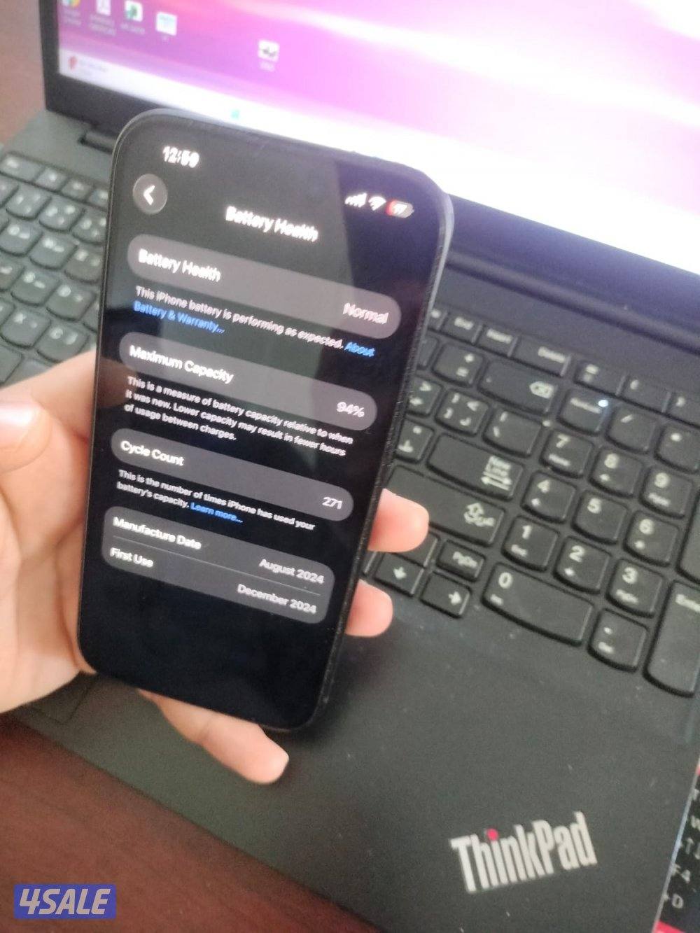 ايفون 15 معفى جمارك بطارية 94 كالجديد ما فى خدش مساحة 1280