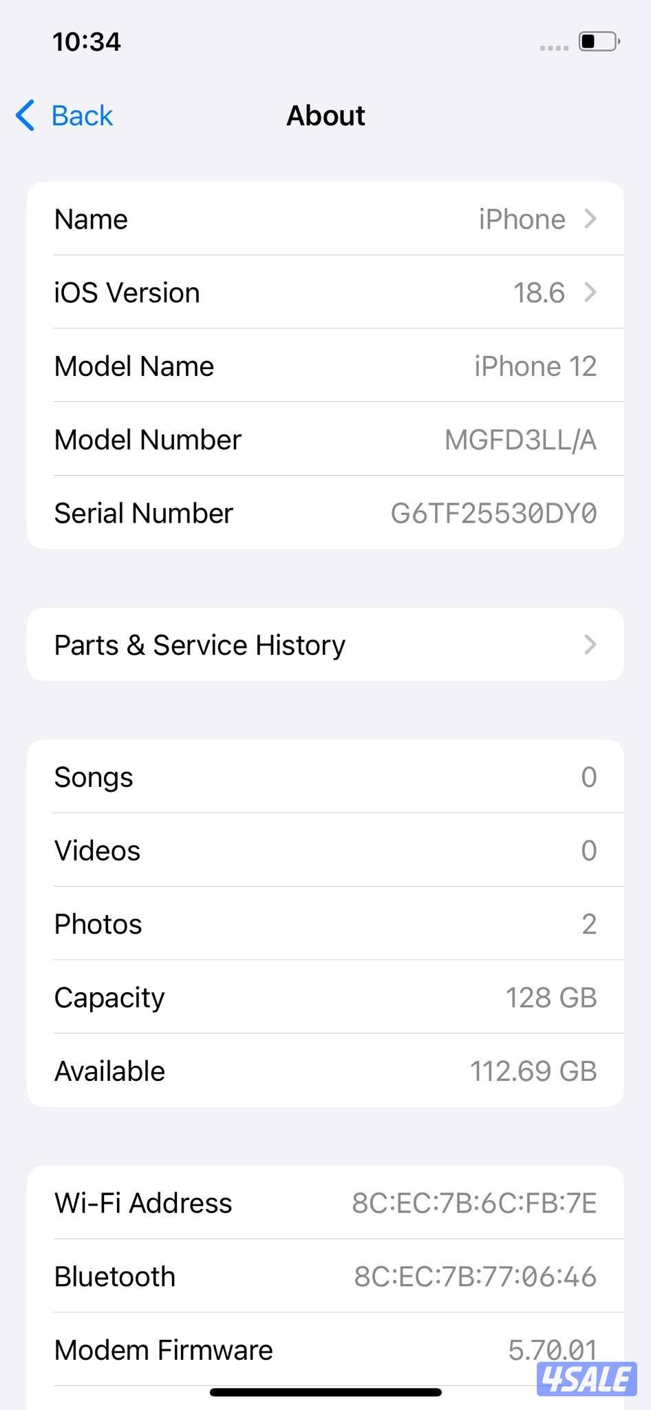 ايفون 12 – 128 جيجا – أزرق – نسبة البطارية 76% iPhone 12 128GB10