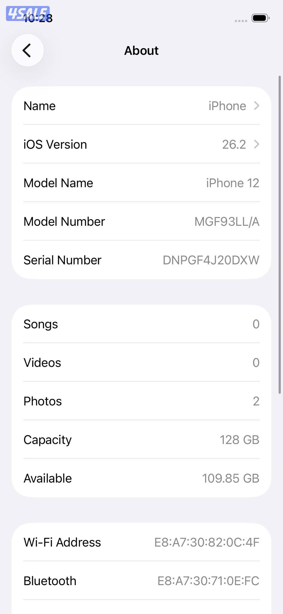 ايفون 12 – 128 جيجا – أسود –  البطارية 81% iPhone 123