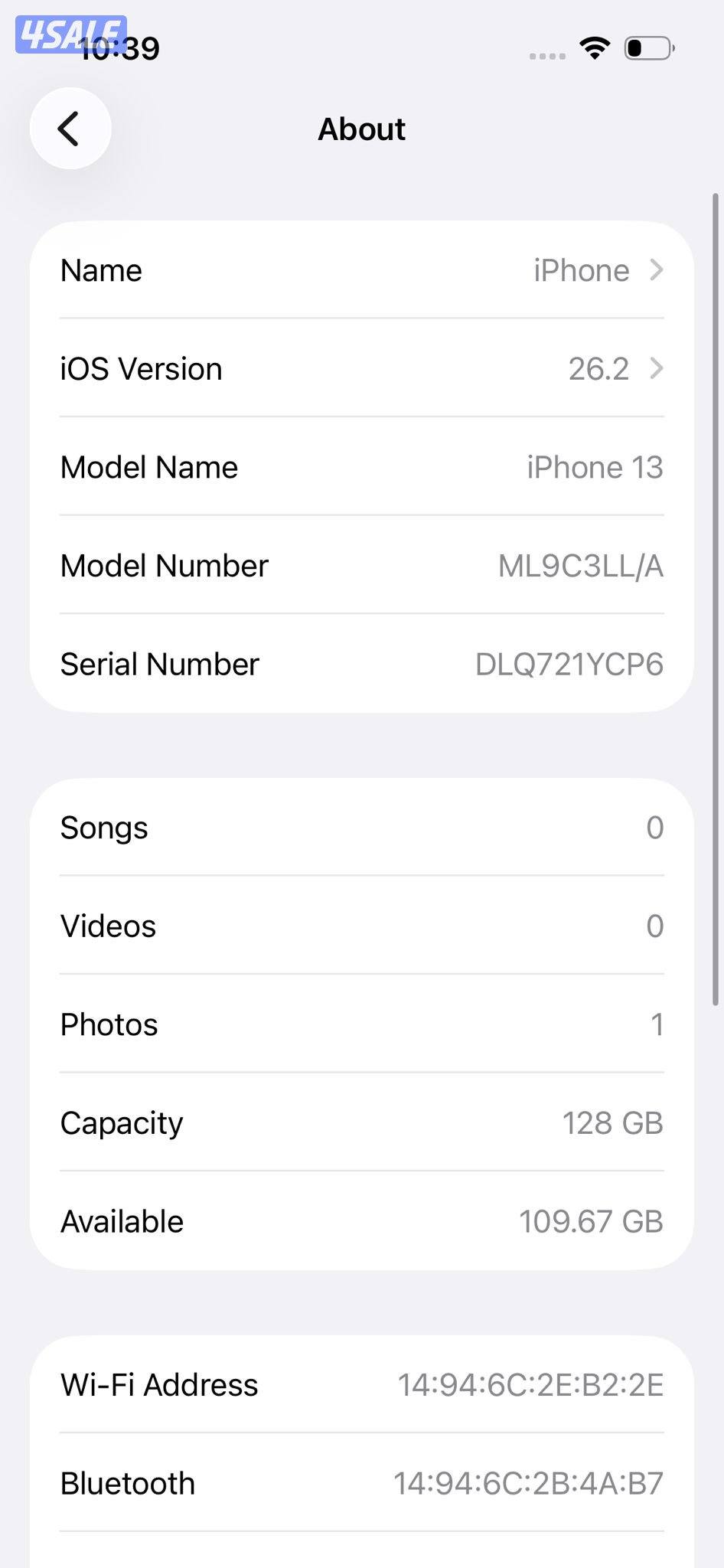 ايفون 13 – 128 جيجا – أزرق – نسبة البطارية 80% iPhone 1311