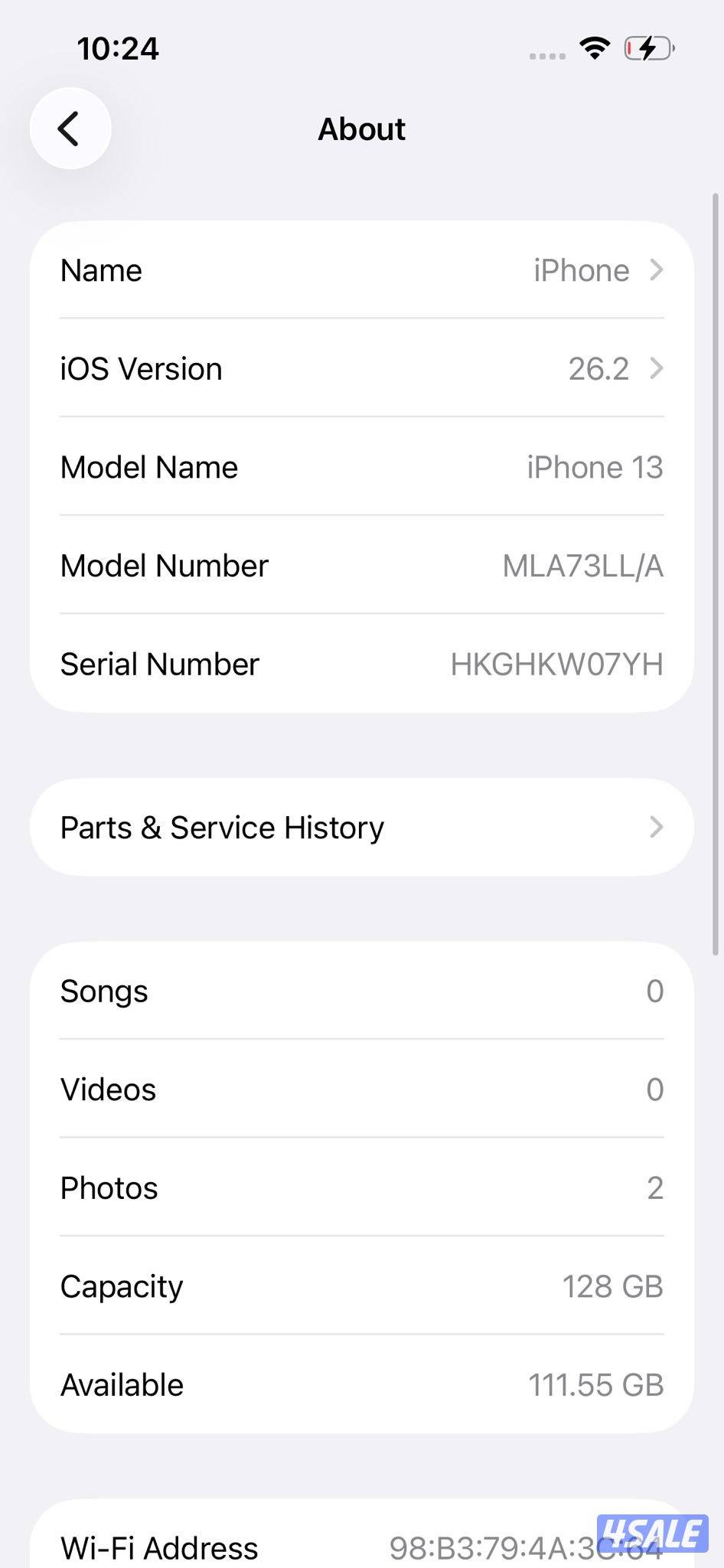 ايفون 13 – 128 جيجا – أبيض – نسبة البطارية 79% iPhone 139