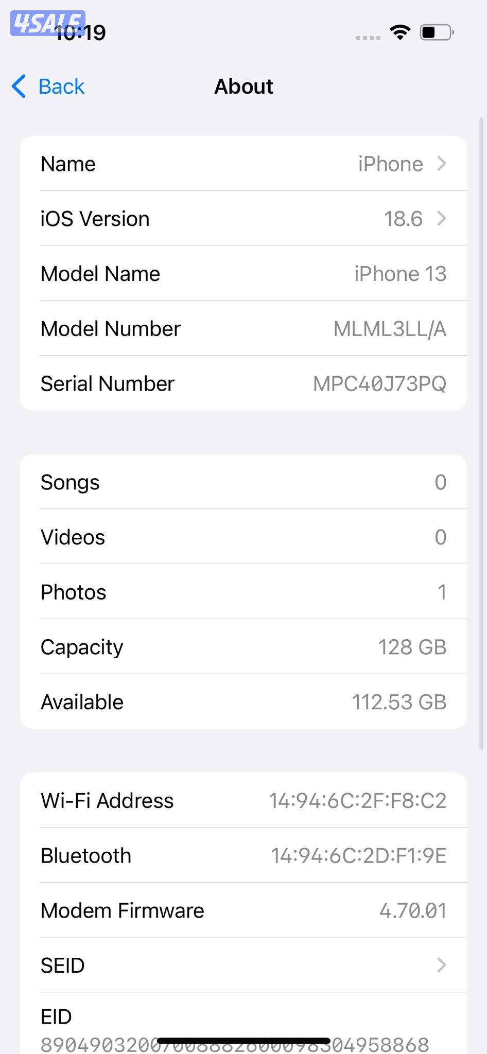ايفون 13 – 128 جيجا – أسود – نسبة البطارية 71% مستعمل كالجديد iPhone 16