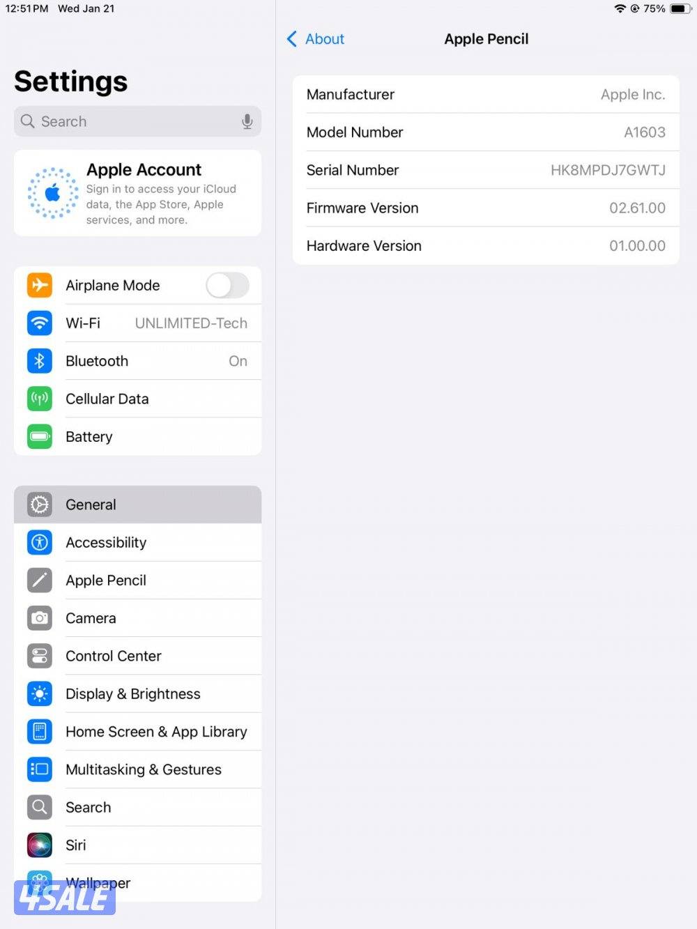 آبل بنسل (الجيل الأول) الأصلي Apple Pencil (1st Gen)3