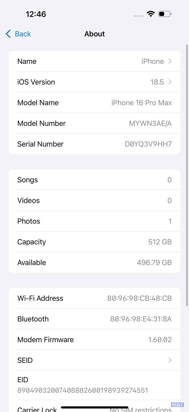 ايفون 16 برو ماكس صحراوي  512GB البطارية 84% iPhone 16 Pro Max Desert6