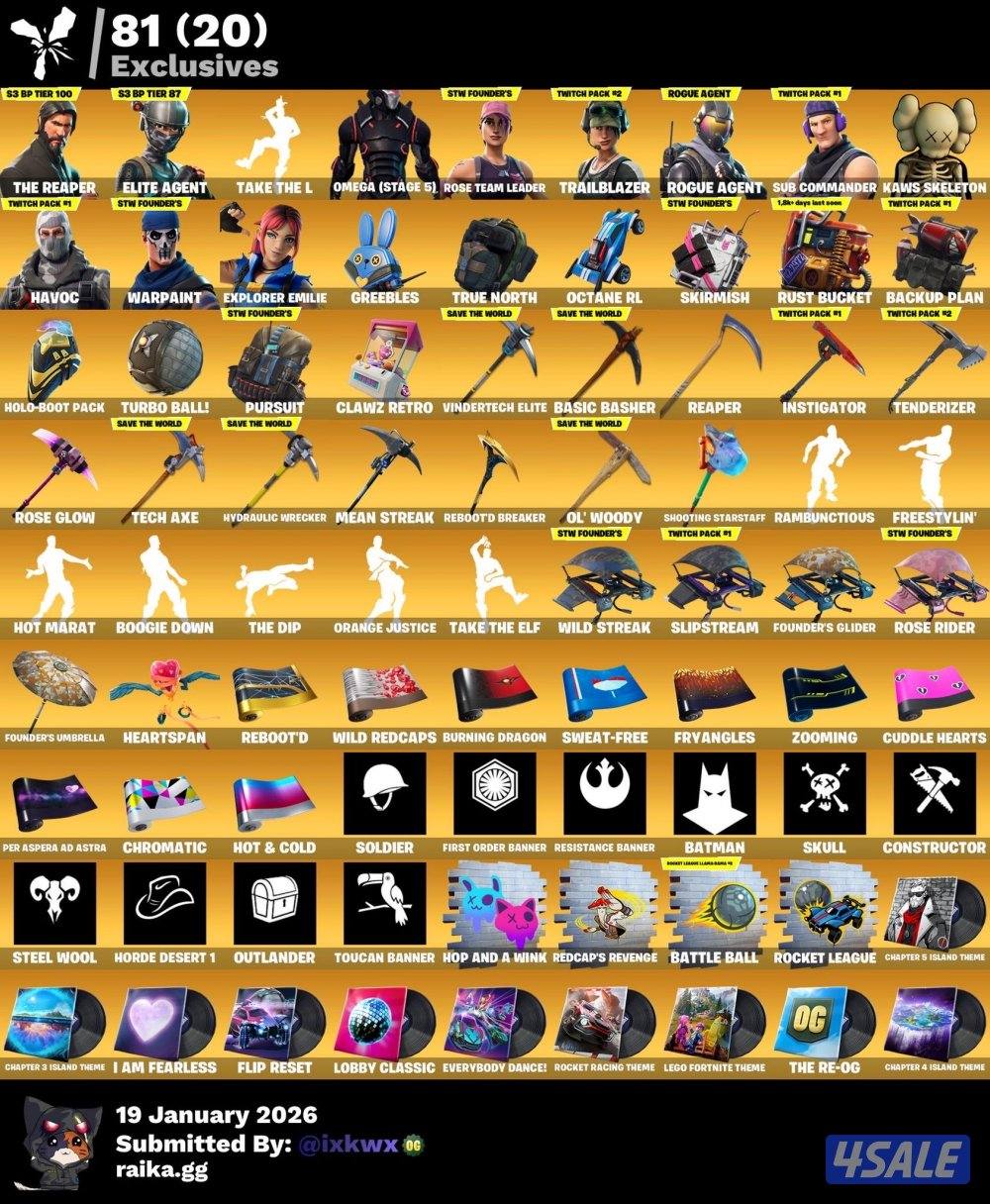 حساب فورت نايت نادرة سيزن ثري3