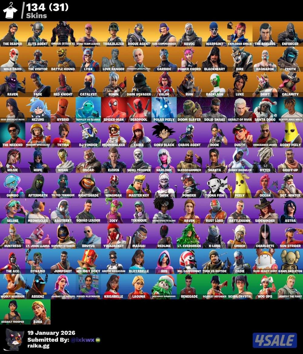 حساب فورت نايت نادرة سيزن ثري4