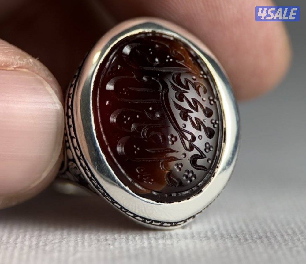 خاتم عقيق يماني مزعفر0