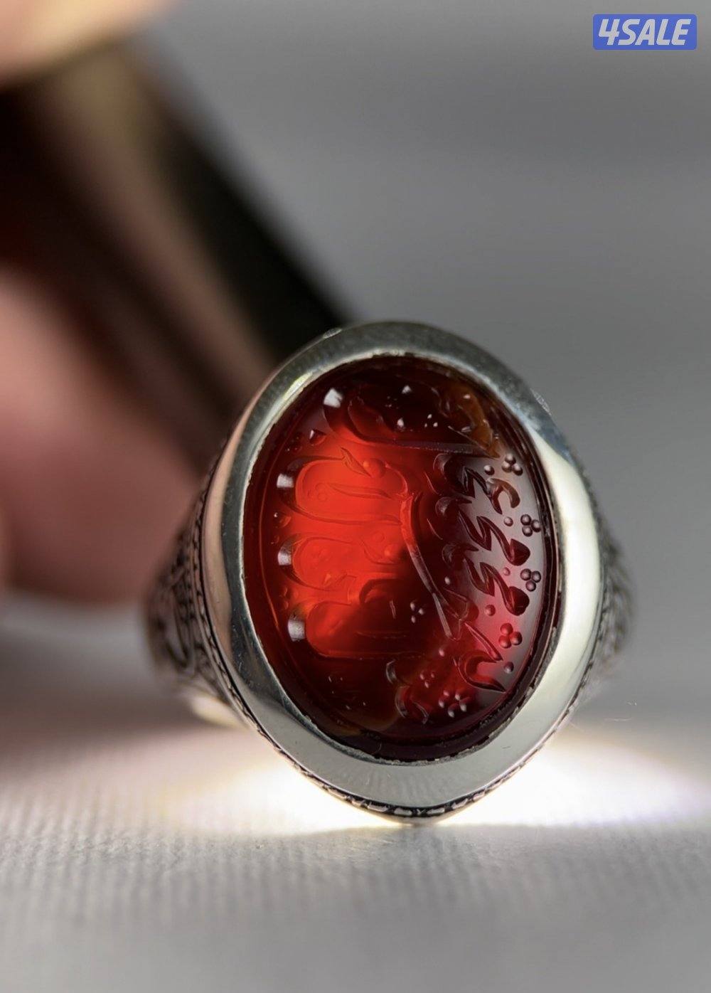 خاتم عقيق يماني مزعفر3