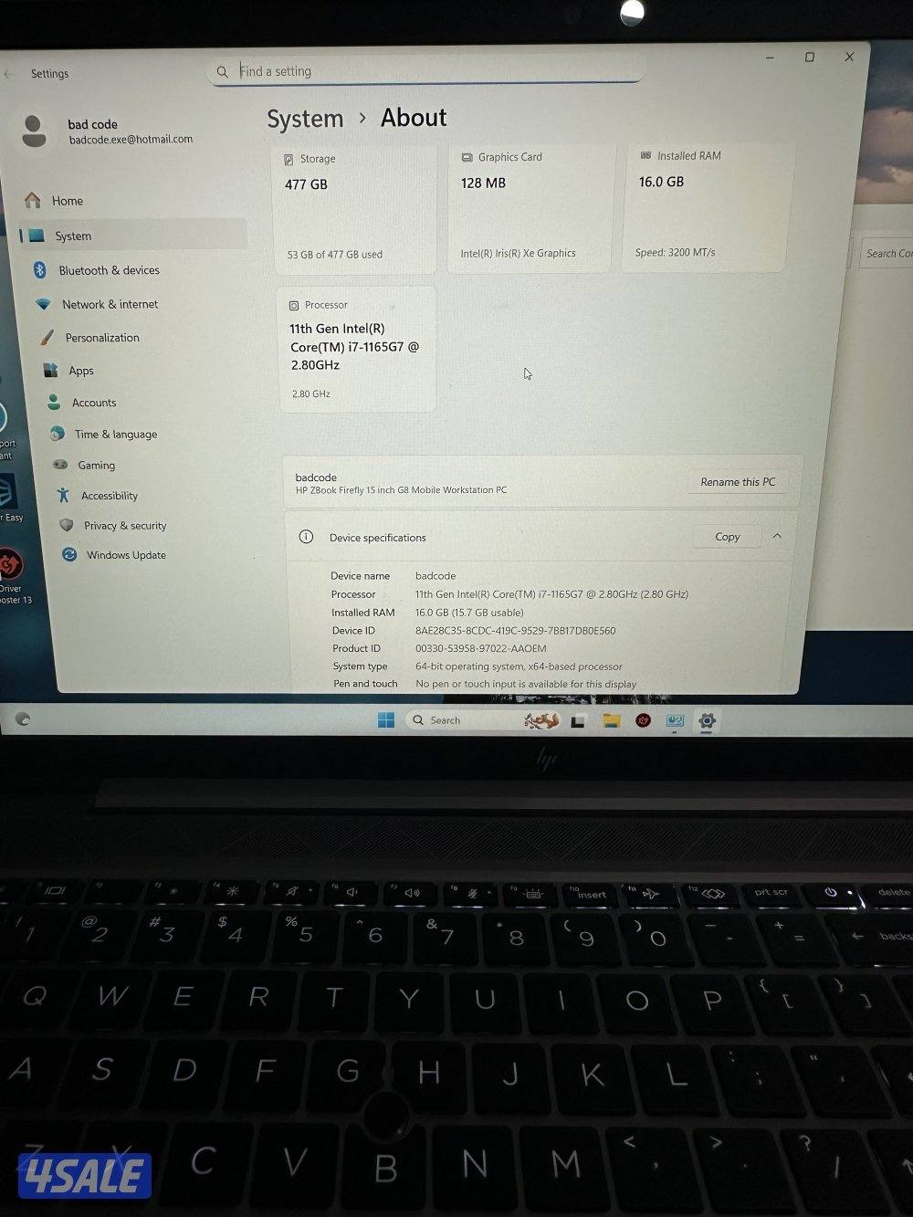 HP Zbook FIREFLY 15 G8 I7-1165g7 2.80Ghz 16GB RAM 512GB SSD6